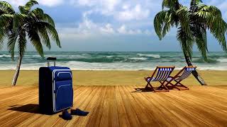 Tropical Paradise, Deck Chairs, Suitcase, Sun Loungers  -  Motion Graphics Background Video