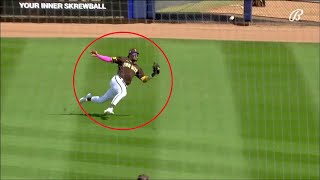 Fernando Tatis Jr makes a sliding grab in RF,  Singles in his first AB !/ Padres vs Royals!