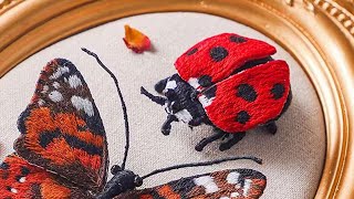 Insect Jewelry Hand Embroidery Tutorial, 3D Ladybug Brooch Step by Step Embroidery Tutorial