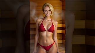 Mara's Sizzling Sauna Experience in a Red Bikini! 🌡️ Hot, Steamy, and Relaxing Moments