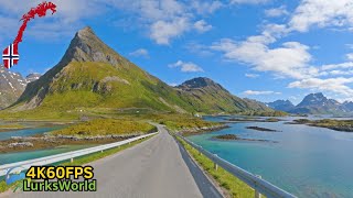 3 Hour Scenic Lofoten Islands Road trip in 4K60 - Driving in Norway