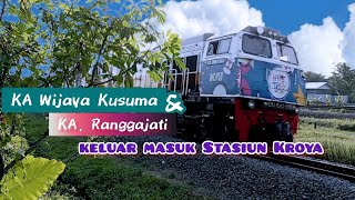 Momen KA. Wijaya Kusuma dan KA. Ranggajati keluar masuk Stasiun Kroya