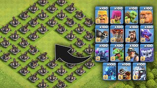 1 Level X-Bow Vs Max Level All Elixir Troops (x100) | Clash of Clans #coc #clashofclans #experiment