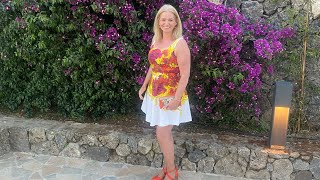 Holiday in Corfu. Dress by Karen Millen