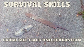 Feuer machen mit Feuerstein und Feile | Survivalskills | Prepperskills