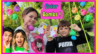 Lorenzo e Anais provano le Color Bombs di @NinnaeMatti 😍 esplosione di colori 🩷💛💜🩵💙❤️🩷 !! #kids #fun