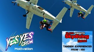 Motivational skydiving video. 3 miles high with the Yes Yes Crew. Swopping the bike for a parachute