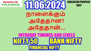 Nifty Bank Nifty Prediction for Tomorrow in Tamil 11.06.2024 | Options Intraday Trading Analysis