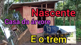 CHÁCARA DO ZERO ep 09 PROJETO MINI CHÁCARA  nascente .casa na árvore e gigante trem azul