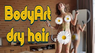 4K Transparent Body art Home style flower Dry hair with Kriss