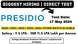 Biggest Direct Test Hiring by Presidio | Test Date: 17 May | 2024, 2023, 2022, 2021, 2020 Batch