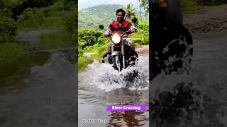 Royal Enfield Classic Reborn😍 - Forest Adventure and Water Crossing Thrills! 🏞️🏍️ #Shorts #re #viral