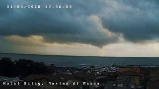 TROMBA MARINA (water spout in webcam) Storm chaser - Marina di Massa 31.03.2018