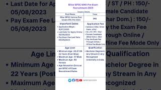 Bihar BPSC Recruitment 2023 || #shorts #youtubeshorts #govtjobs #bpsc