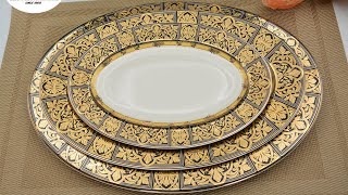 Vedio report from buyers Karosa fine bone china fgolden ceramic dinnerware