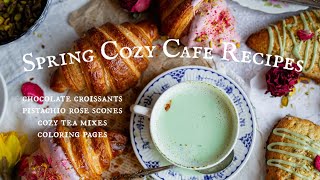 Spring Cozy Cafe: Croissants & Scones, Tea Mixes, Cute Coloring Pages | Cinematic ASMR Cooking