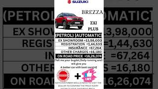 MARUTI SUZUKI BREZZA ZXI PLUS PETROL AUTOMATIC ON ROAD PRICE