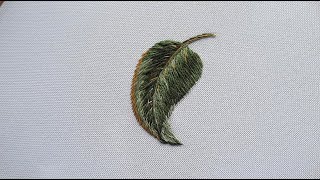 Leaf Embroidery  | long & short stitches | in detail