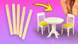 diy mini kitchen furniture made of ice cream sticks for dollhouse