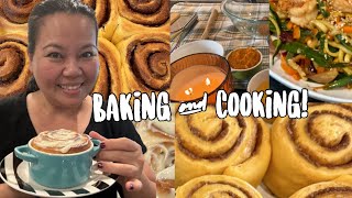 🍂 BAKING FALL PUMPKIN PIE CINNAMON ROLLS *intensley good*! Shrimp Zoodle “chow mein” | TJ MAXX Vlog