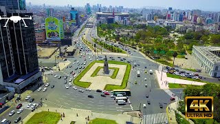 Vistas aéreas de la plaza Grau,  Paseo la República, Centro Cívico. Lima Perú. Drone 4K