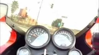 Truck cuts off motorcycle 1984 Ninja