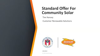 Austin Energy - Solar Standard Offer Stakeholder Meeting - September 6, 2023