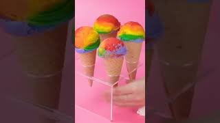 wow 😳 🌈 rainbow ice cream cone #shots #trending #trendy #cake decorating thank you for watching 😍😍