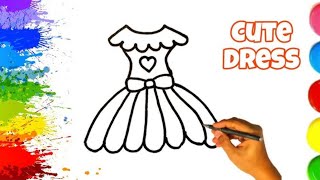 How To Draw a Cute And Easy Dress 💃 | Easy drawing for Kids | #coloring #dress #dressdrawing