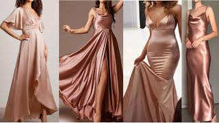 Rose Gold Silk/Satin Dresses |Rose Gold Dress Collection |Elegant Formal/ Semi-Formal Dresses