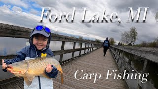 Carp Fishing in Ford Lake, Michigan: Sosuke caught huge carps! 4/10-11/2021