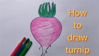 How to draw a Turnip //(সহজে শাল গম আকা এবং রঙ করা)