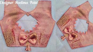 Boat neck blouse designs cutting & Stitching || Bow blouse designs || Latest blouse designs ❤