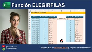 Función ELEGIRFILAS en Excel