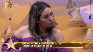 Enquete UOL indica eliminação de sister  Deserto em Paredão do BBB 23