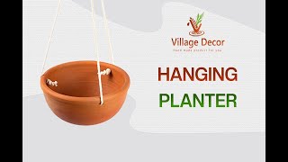 Village Decor Terracotta Hanging Bowl Planter with Rope