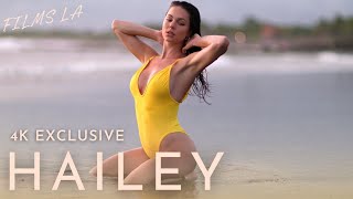 Swimsuit Model Hailey Rayk Playing Around the Beach