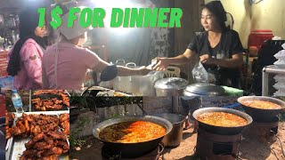 Traditional local food in Russey Keo district in front of Chrang Chamreah market/ Collection Food