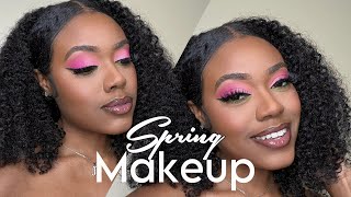 Cute Spring Makeup Look| Pink & Green💗💚