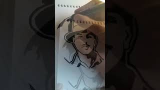 Bhagat Singh Drawing On black Marker 🔥 #viral #art #drawing #sketch #shorts