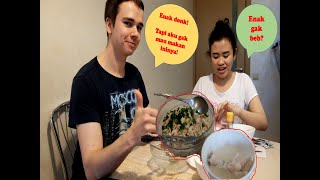 REAKSI SUAMI BULE RUSIA MAKAN MIE AYAM// RESEP MIE AYAM KAMPUNG