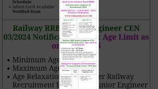 Railway Recruitment Board (RRB)Railway Junior Engineer JE #rap New Vacancy Total : 7951 Post short