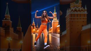 Girl Shuffle Dances to Rasputin in Front of the Kremlin