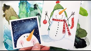 *NEW* Watercolor Snowmen Tutorial/ Step by Step / for Beginners/ Christmas crafts/Christmas cards