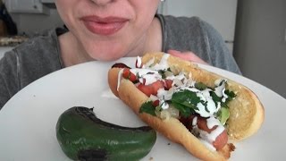 SassEsnacks ASMR: Hot Dog Tijuana | Grilled Jalapeño | Spicy Chips | Mexican Food | Eating Sounds.