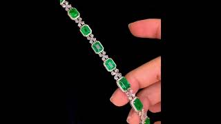 Luxury Natural Emerald Bracelet, Classic Design,  Elegant Bracelet #diamond #emeralddiamond #emerald