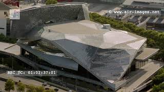 Aerial Footage The concert hall "Philharmonie" in the Park of La Villette - Paris