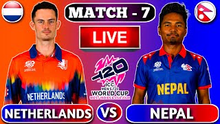 🔴Live: Netherlands vs Nepal, Match 7 | NED vs NEP Live Cricket Match Today | 1st Innings #livescore