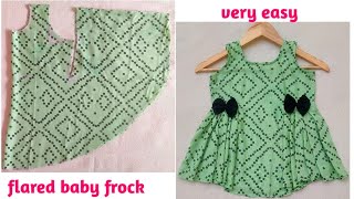 Baby frock cutting and stitching|full flared baby frock cutting and stitching very easy for 3-4 year