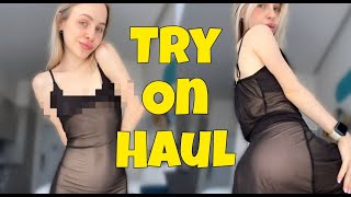 [4K] Transparent Try on Haul | No Bra Challenge